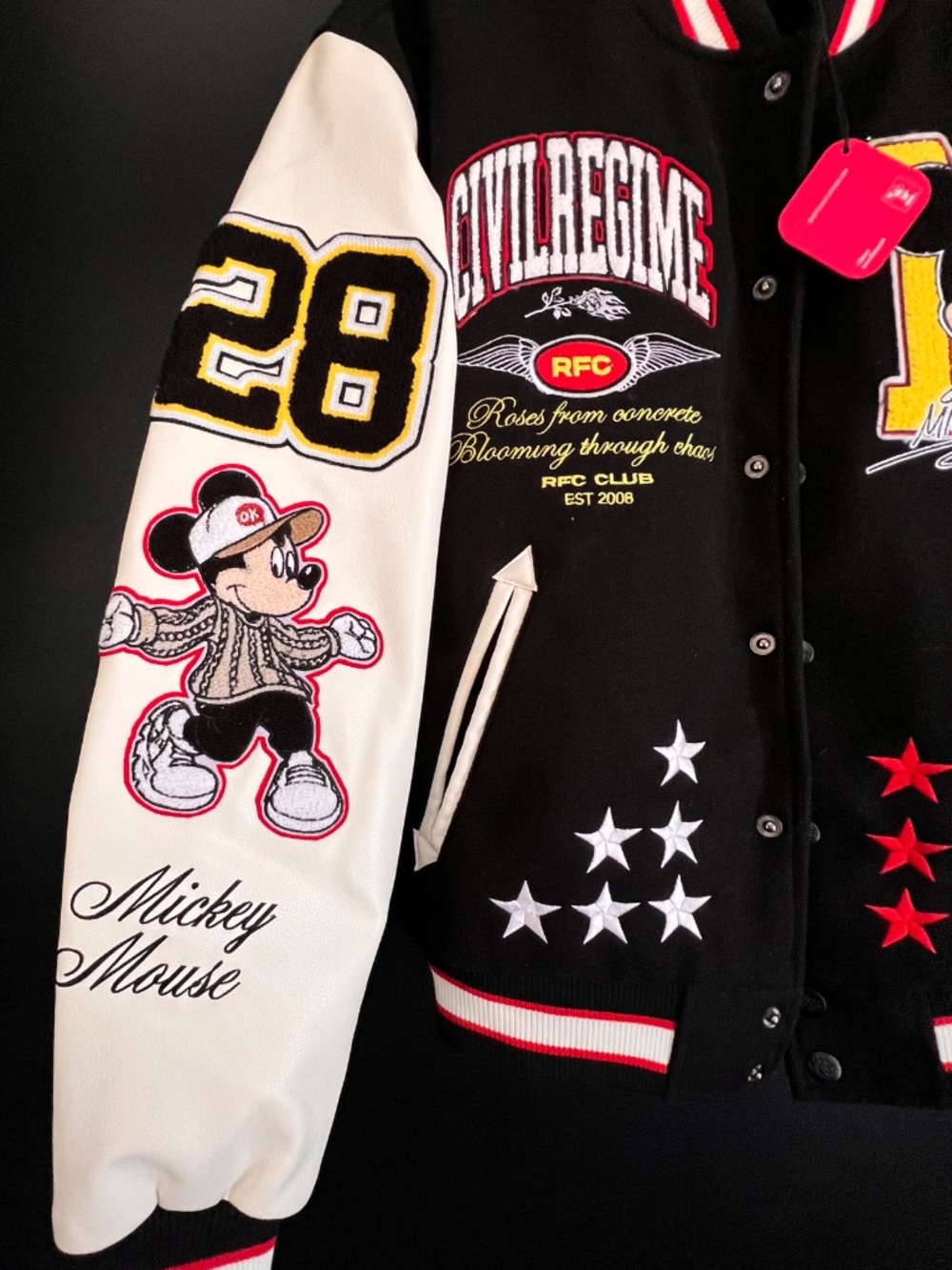 Civil Regime 2025 Mickey Mouse Varsity Jacket in Dark Navy - Picture 2 of 6